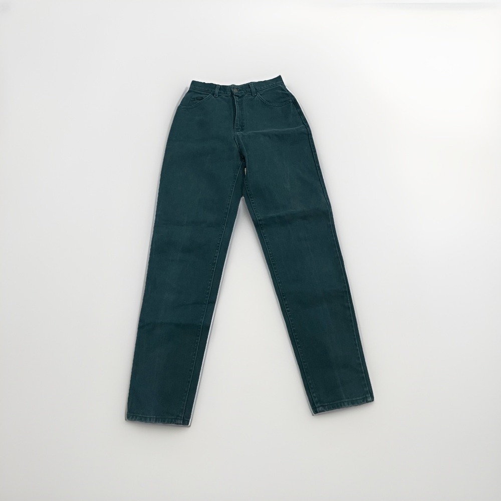 Vintage Lee Riders Mom Jeans 27x31 Made in USA Green Pants No‎ Tag